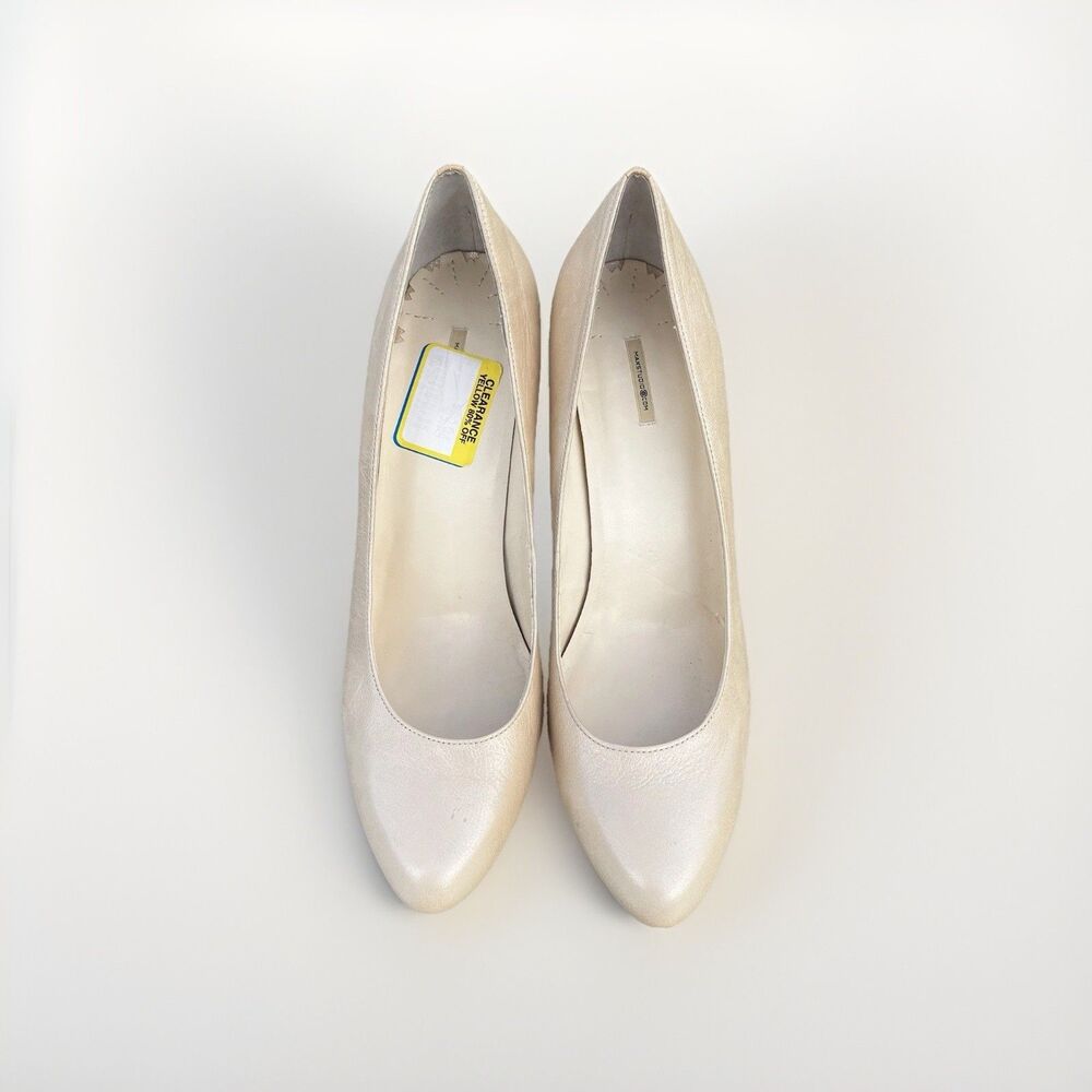 MAX STUDIO MARAIS Elegant Metallic Cream Fine Leather High Heels US Size 10M - Picture 3 of 12